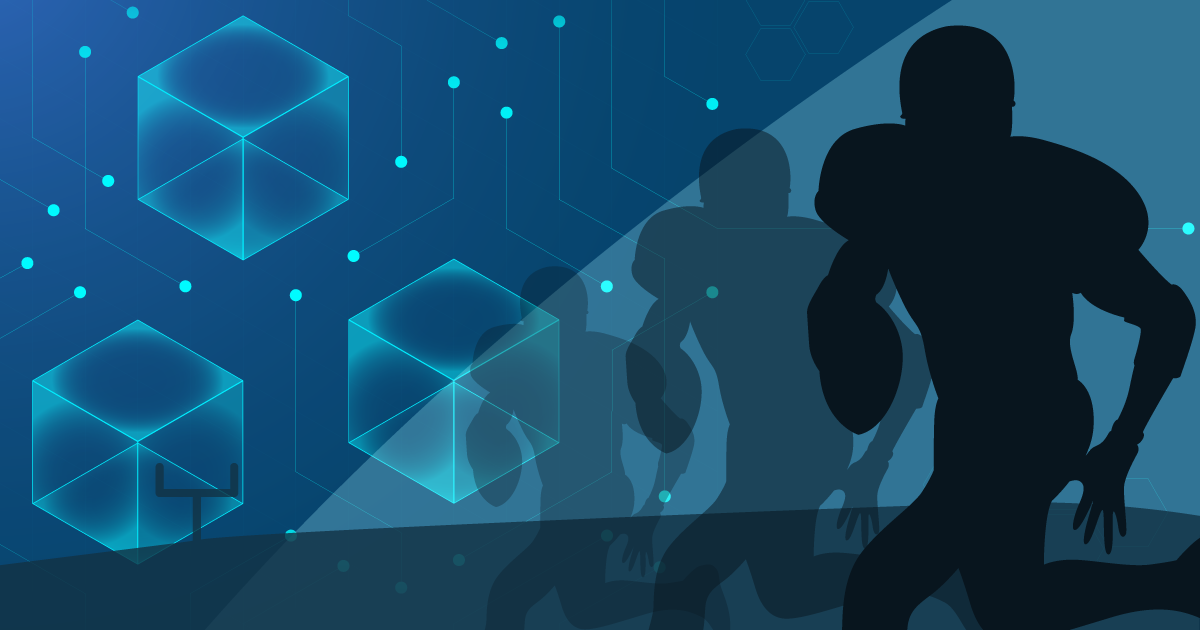 football player on blockchain, football background